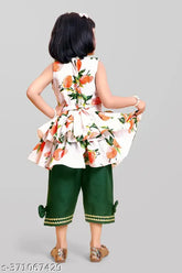 Orange Festive Collection Harem Pant Kurta Set for Girl, straight top & dhoti bottom, made of cotton, sizes range from 12-8 years